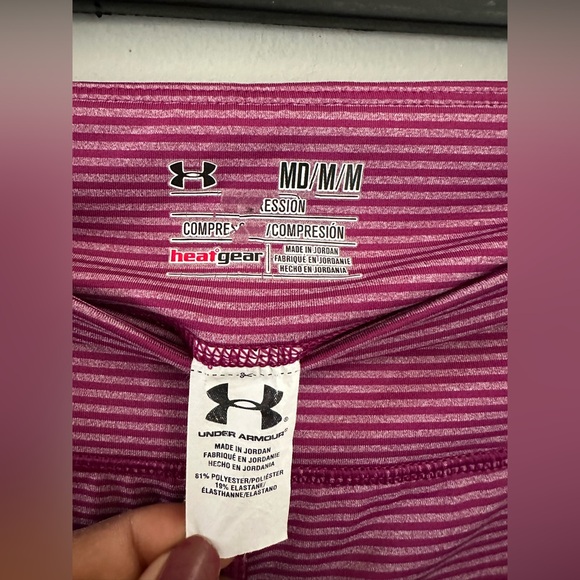 Under Armour Compression Heat Gear Athletic Trainer Capri Leggings Stripped Sz M - Picture 3 of 6